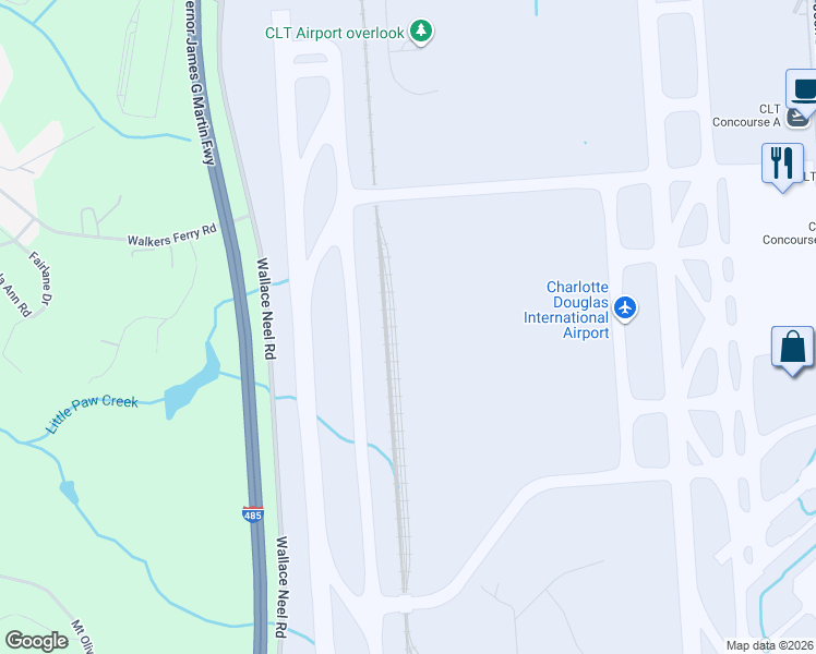 map of restaurants, bars, coffee shops, grocery stores, and more near Wallace Neel Road in Charlotte