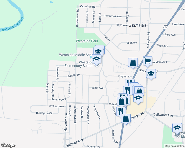map of restaurants, bars, coffee shops, grocery stores, and more near 792 Dawn Cove in Memphis