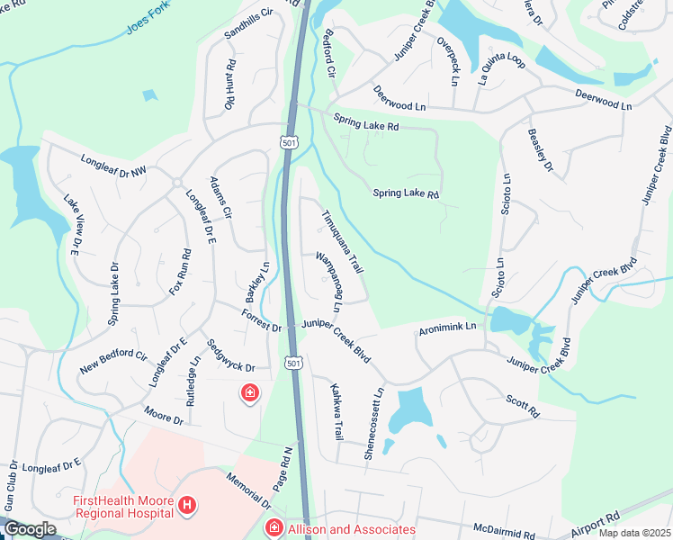 map of restaurants, bars, coffee shops, grocery stores, and more near 26 Wampanoag Lane in Pinehurst
