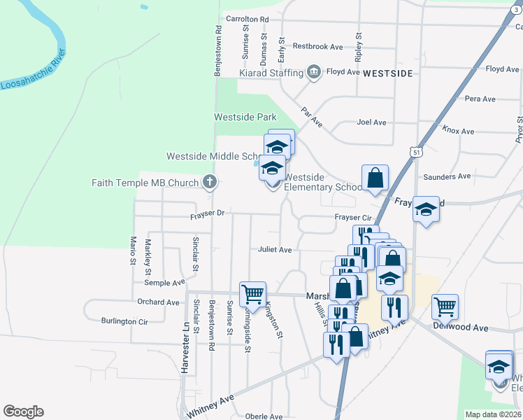 map of restaurants, bars, coffee shops, grocery stores, and more near 792 Dawn Cove in Memphis
