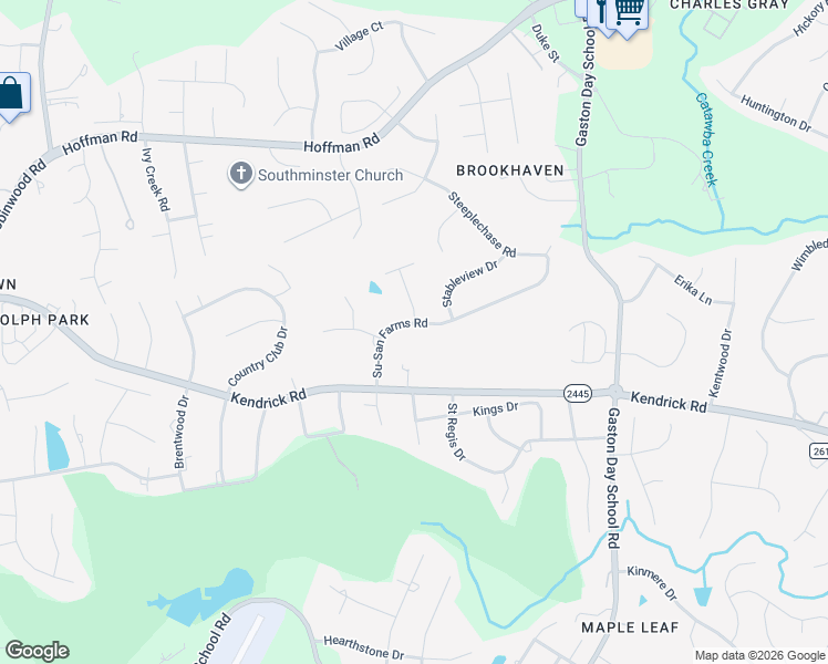 map of restaurants, bars, coffee shops, grocery stores, and more near 3401 Su-San Farms Road in Gastonia