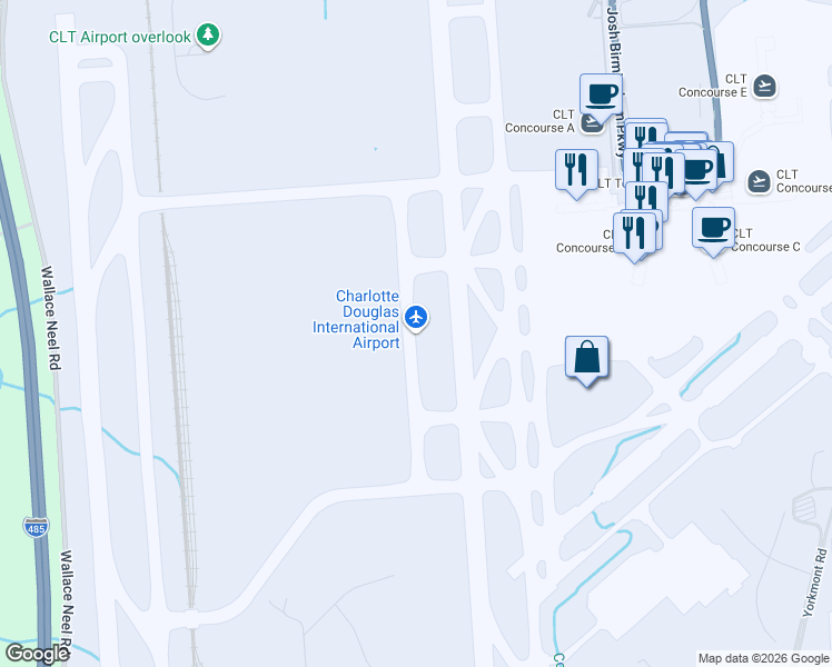 map of restaurants, bars, coffee shops, grocery stores, and more near 5501 Josh Birmingham Parkway in Charlotte
