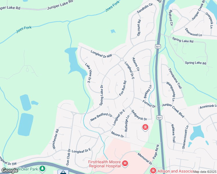 map of restaurants, bars, coffee shops, grocery stores, and more near 85 Sawmill Road East in Pinehurst