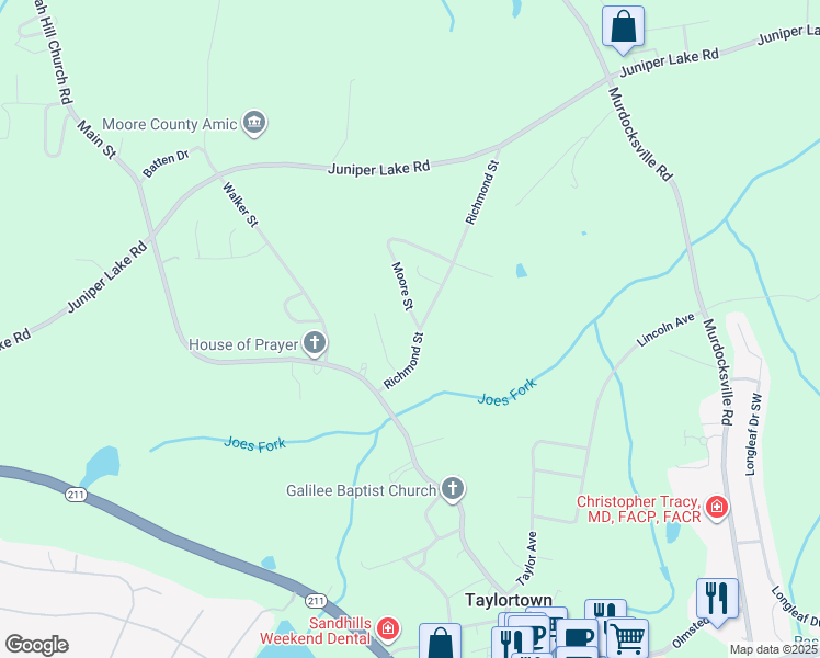 map of restaurants, bars, coffee shops, grocery stores, and more near 292 Moore Street in Taylortown