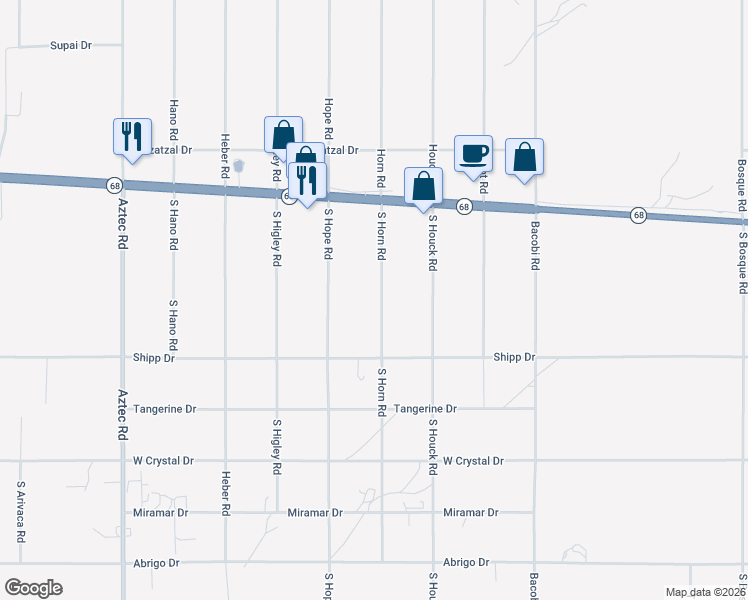 map of restaurants, bars, coffee shops, grocery stores, and more near 255 South Horn Road in Golden Valley