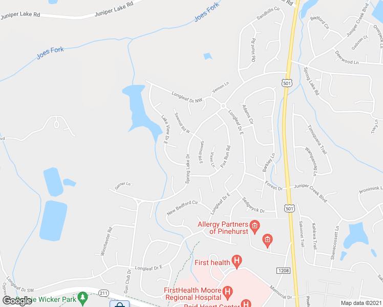 map of restaurants, bars, coffee shops, grocery stores, and more near 160 Spring Lake Drive in Pinehurst