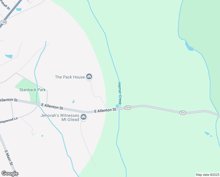 map of restaurants, bars, coffee shops, grocery stores, and more near 2768 North Carolina 731 in Mount Gilead