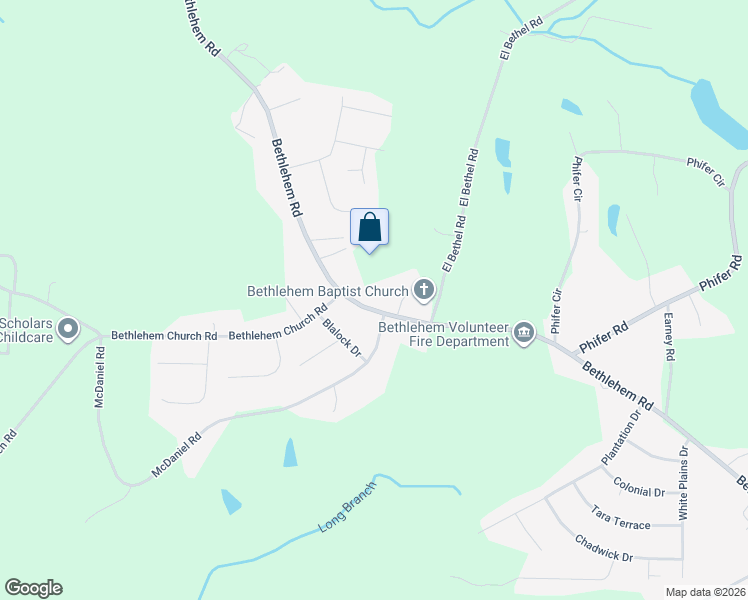 map of restaurants, bars, coffee shops, grocery stores, and more near 107 Fireside Lane in Kings Mountain