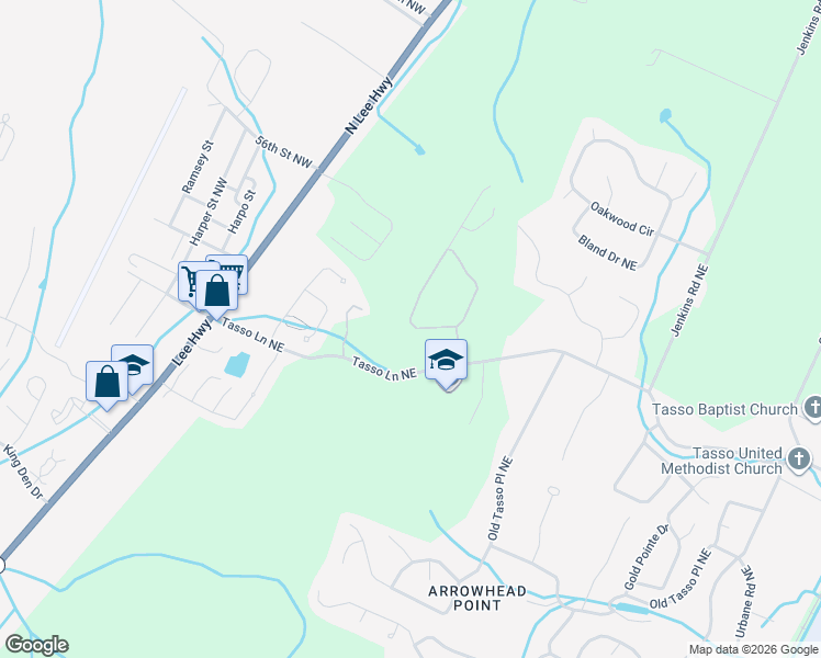 map of restaurants, bars, coffee shops, grocery stores, and more near 1106 Tasso Lane Northeast in Cleveland