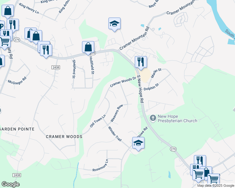 map of restaurants, bars, coffee shops, grocery stores, and more near 5110 Summerell Avenue in Gastonia