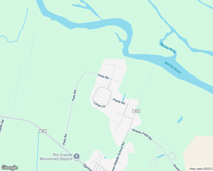 map of restaurants, bars, coffee shops, grocery stores, and more near 110 Lariat Circle in New Bern