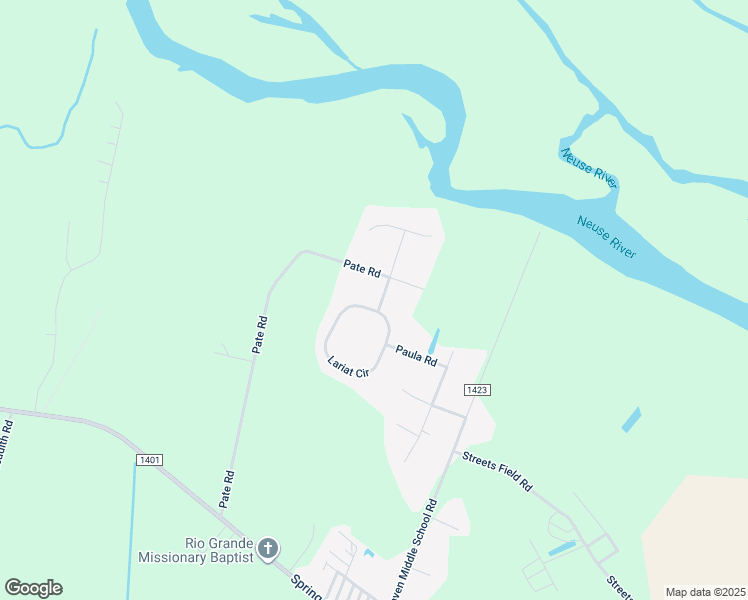 map of restaurants, bars, coffee shops, grocery stores, and more near 110 Lariat Circle in New Bern