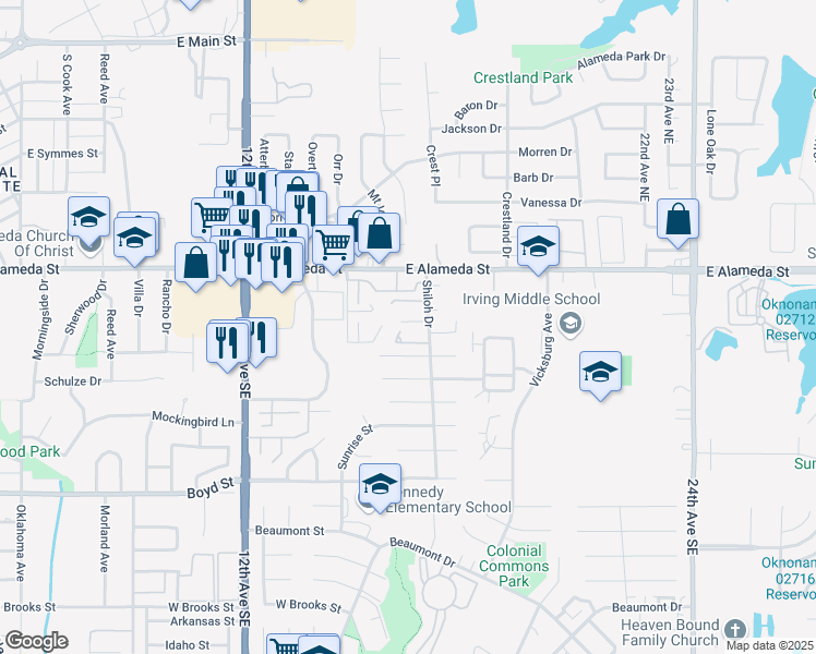 map of restaurants, bars, coffee shops, grocery stores, and more near 1626 Glenn Bo Drive in Norman