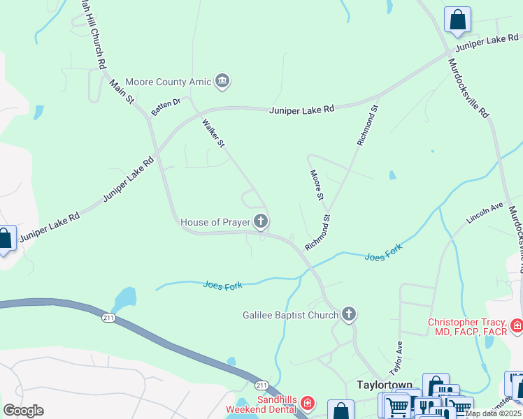 map of restaurants, bars, coffee shops, grocery stores, and more near 308 Walker Street in Taylortown