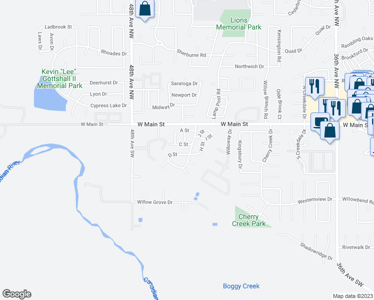 map of restaurants, bars, coffee shops, grocery stores, and more near 28 B Street in Norman