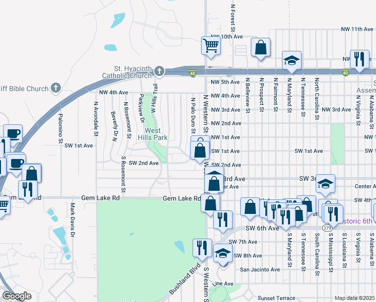 map of restaurants, bars, coffee shops, grocery stores, and more near 102 South La Salle Street in Amarillo
