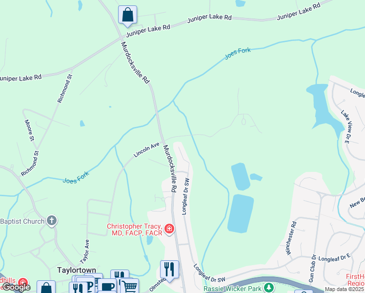 map of restaurants, bars, coffee shops, grocery stores, and more near 13 Juniper Lane in Pinehurst