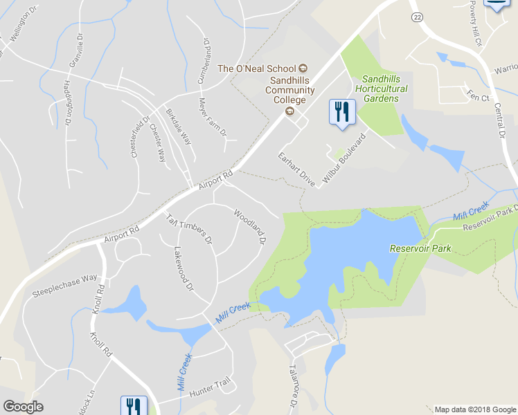 map of restaurants, bars, coffee shops, grocery stores, and more near 28 Garden Villa Drive in Pinehurst