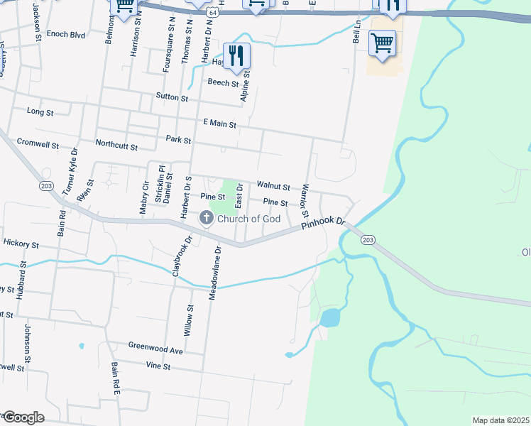 map of restaurants, bars, coffee shops, grocery stores, and more near 225 Maple Street in Savannah