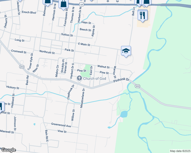 map of restaurants, bars, coffee shops, grocery stores, and more near 225 Maple Street in Savannah