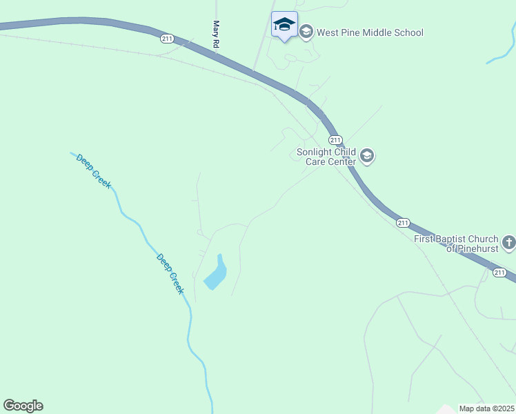 map of restaurants, bars, coffee shops, grocery stores, and more near 110 Pine Valley Lane in Moore County