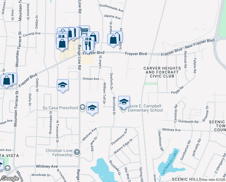 map of restaurants, bars, coffee shops, grocery stores, and more near 3347 Seaforth Drive in Memphis