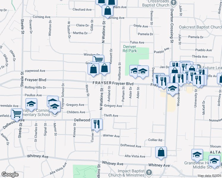 map of restaurants, bars, coffee shops, grocery stores, and more near 3349 Beechmont Street in Memphis