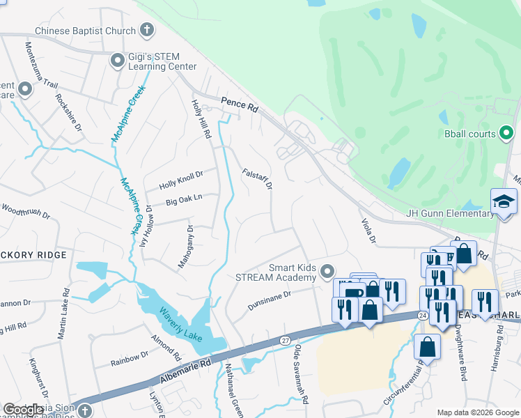 map of restaurants, bars, coffee shops, grocery stores, and more near 8523 Othello Place in Charlotte