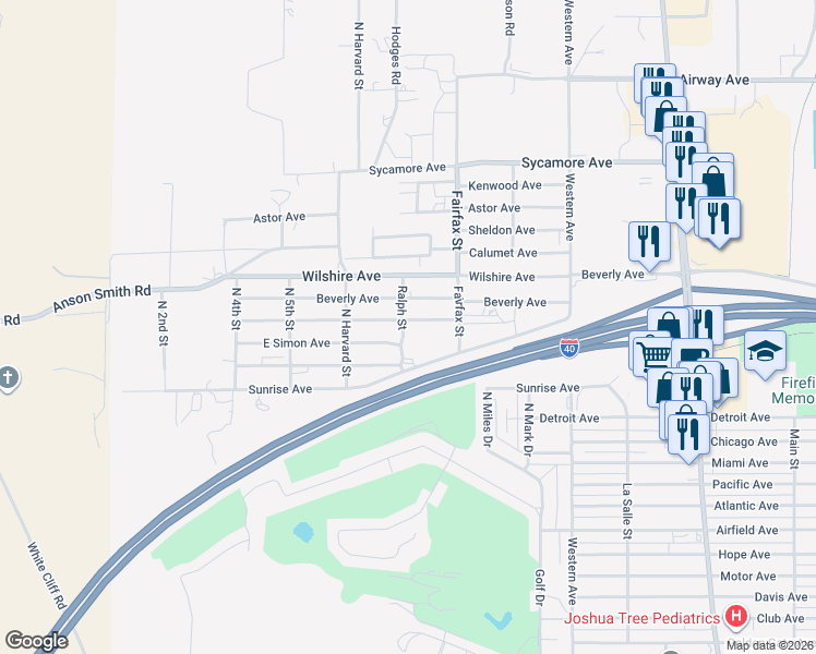 map of restaurants, bars, coffee shops, grocery stores, and more near 806 East Berk Avenue in Kingman