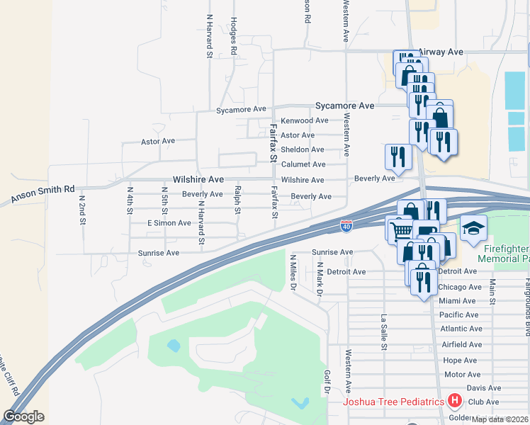 map of restaurants, bars, coffee shops, grocery stores, and more near 866 East Berk Avenue in Kingman