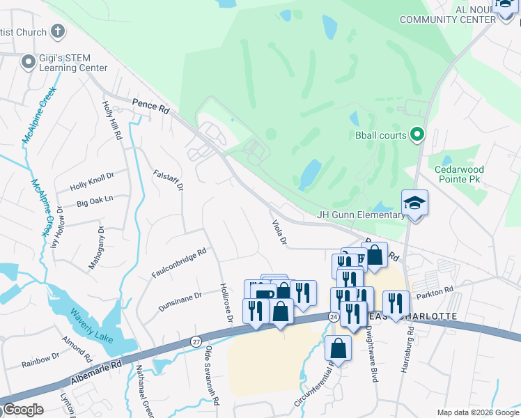 map of restaurants, bars, coffee shops, grocery stores, and more near in Charlotte