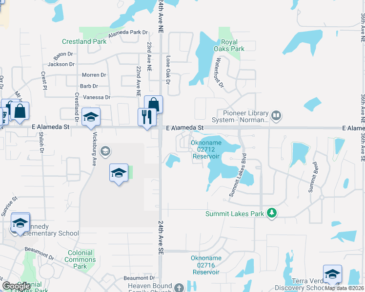 map of restaurants, bars, coffee shops, grocery stores, and more near 119 Rue De Montserrat in Norman