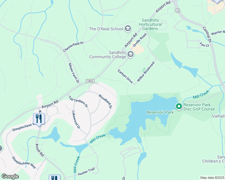 map of restaurants, bars, coffee shops, grocery stores, and more near 29 Garden Villa Drive in Pinehurst
