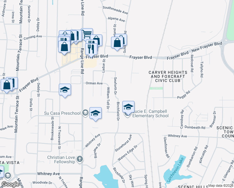map of restaurants, bars, coffee shops, grocery stores, and more near 3347 Seaforth Drive in Memphis