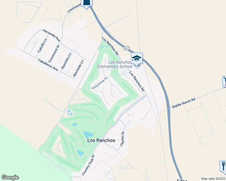 map of restaurants, bars, coffee shops, grocery stores, and more near 5895 Tamarisk Way in San Luis Obispo