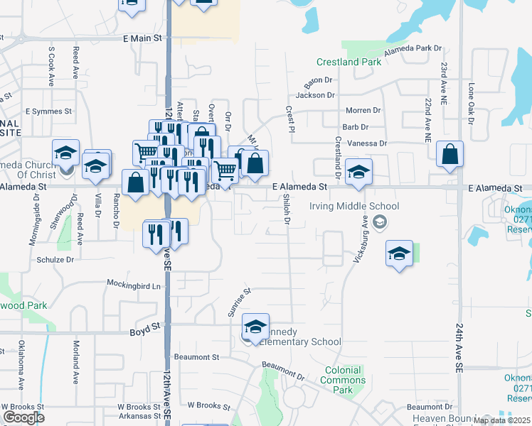 map of restaurants, bars, coffee shops, grocery stores, and more near 1618 Cara Jo Drive in Norman