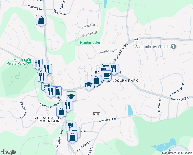 map of restaurants, bars, coffee shops, grocery stores, and more near 3025 Alton Drive in Gastonia
