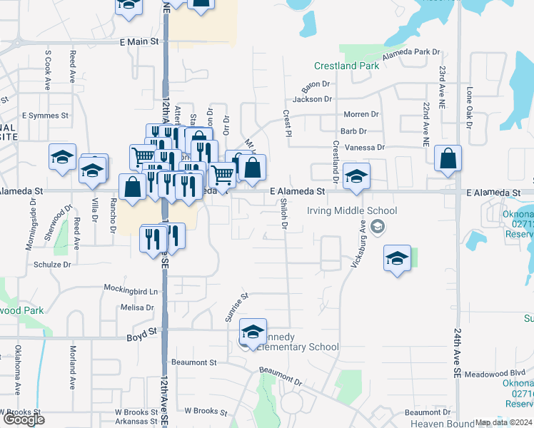 map of restaurants, bars, coffee shops, grocery stores, and more near 1622 Cara Jo Drive in Norman