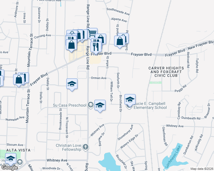 map of restaurants, bars, coffee shops, grocery stores, and more near 3345 Ladue Street in Memphis