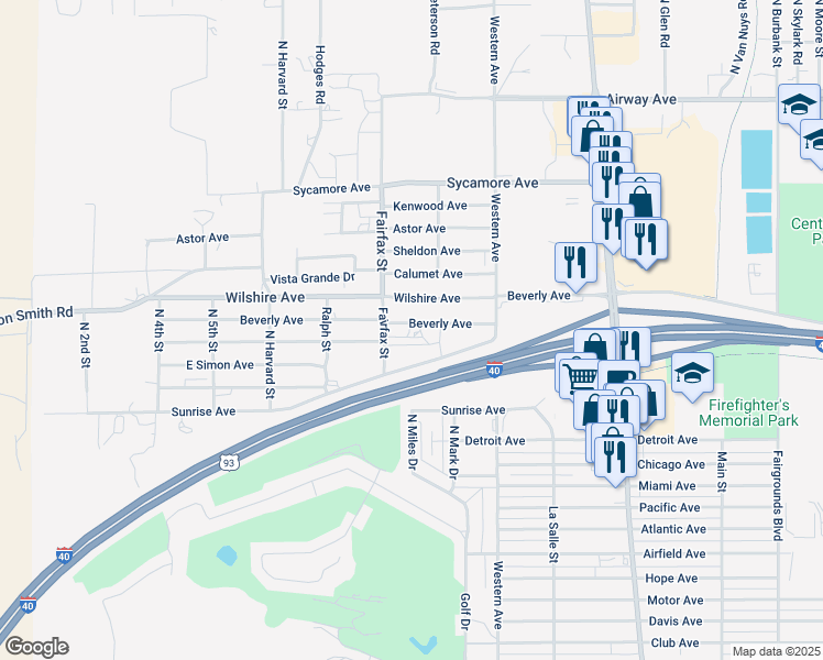map of restaurants, bars, coffee shops, grocery stores, and more near 521 Aloha Dr in Kingman