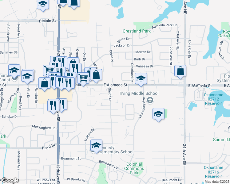 map of restaurants, bars, coffee shops, grocery stores, and more near 1712 Jennifer Circle in Norman