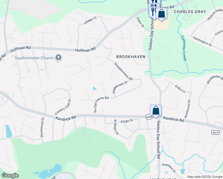 map of restaurants, bars, coffee shops, grocery stores, and more near 3297 Su-San Farms Road in Gastonia