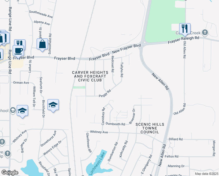 map of restaurants, bars, coffee shops, grocery stores, and more near 3069 Peggy Road in Memphis