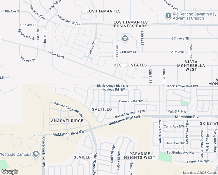 map of restaurants, bars, coffee shops, grocery stores, and more near 6279 Nardos Road Northwest in Albuquerque