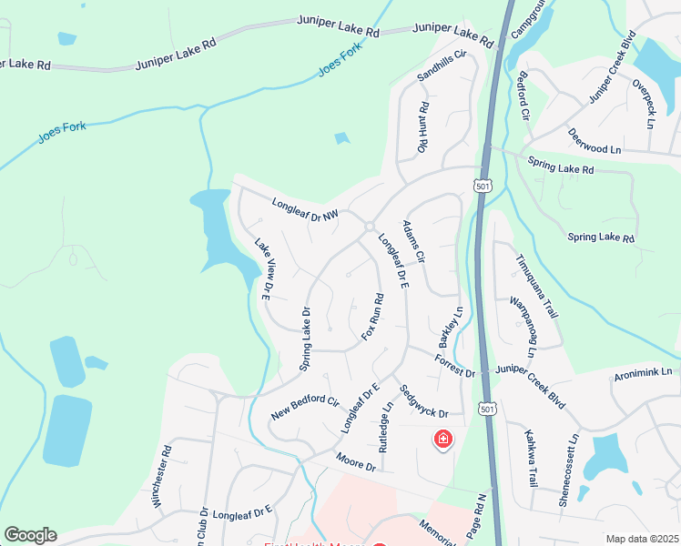 map of restaurants, bars, coffee shops, grocery stores, and more near 11 Monroe Lane in Pinehurst