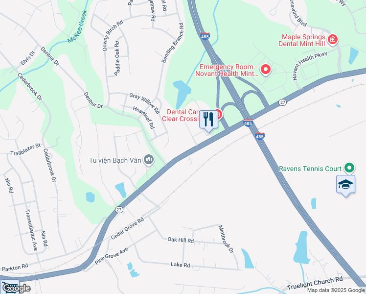 map of restaurants, bars, coffee shops, grocery stores, and more near 12009 Lemmond Farm Dr in Charlotte