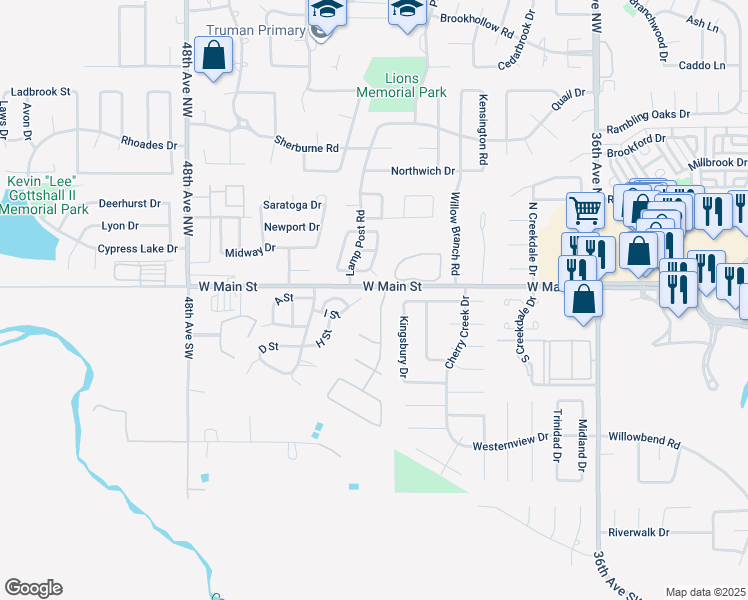 map of restaurants, bars, coffee shops, grocery stores, and more near 4212 Harvard Road in Norman