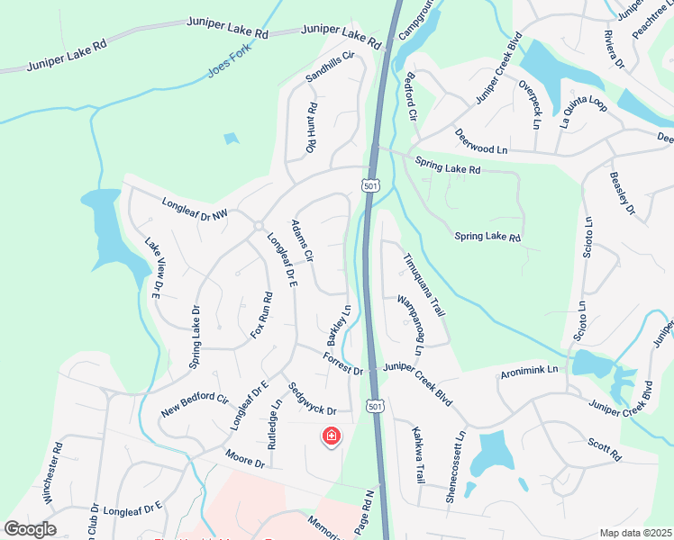 map of restaurants, bars, coffee shops, grocery stores, and more near 2 Harding Court in Pinehurst