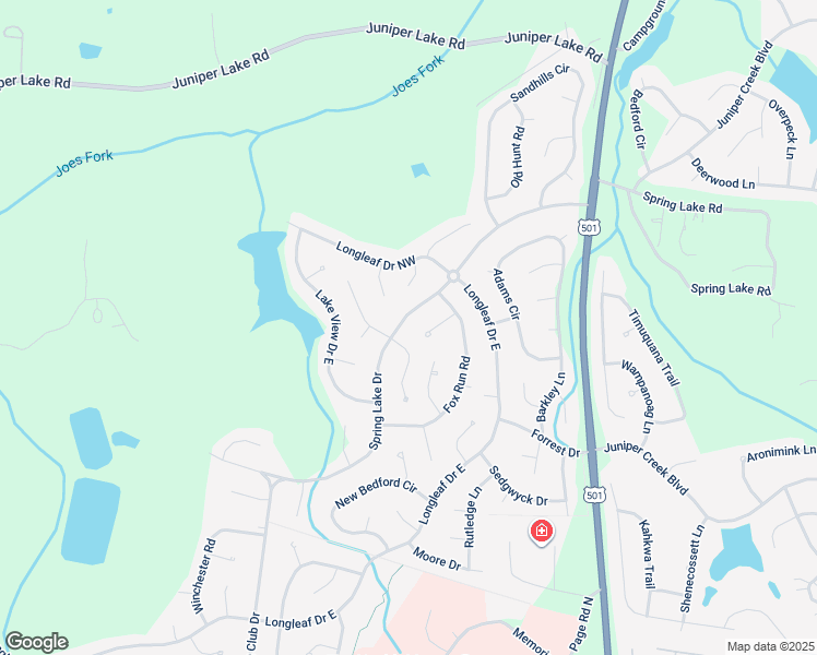 map of restaurants, bars, coffee shops, grocery stores, and more near 240 Spring Lake Drive in Pinehurst
