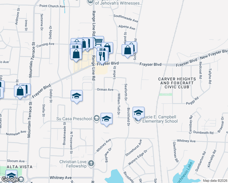 map of restaurants, bars, coffee shops, grocery stores, and more near 3403 Ladue Street in Memphis